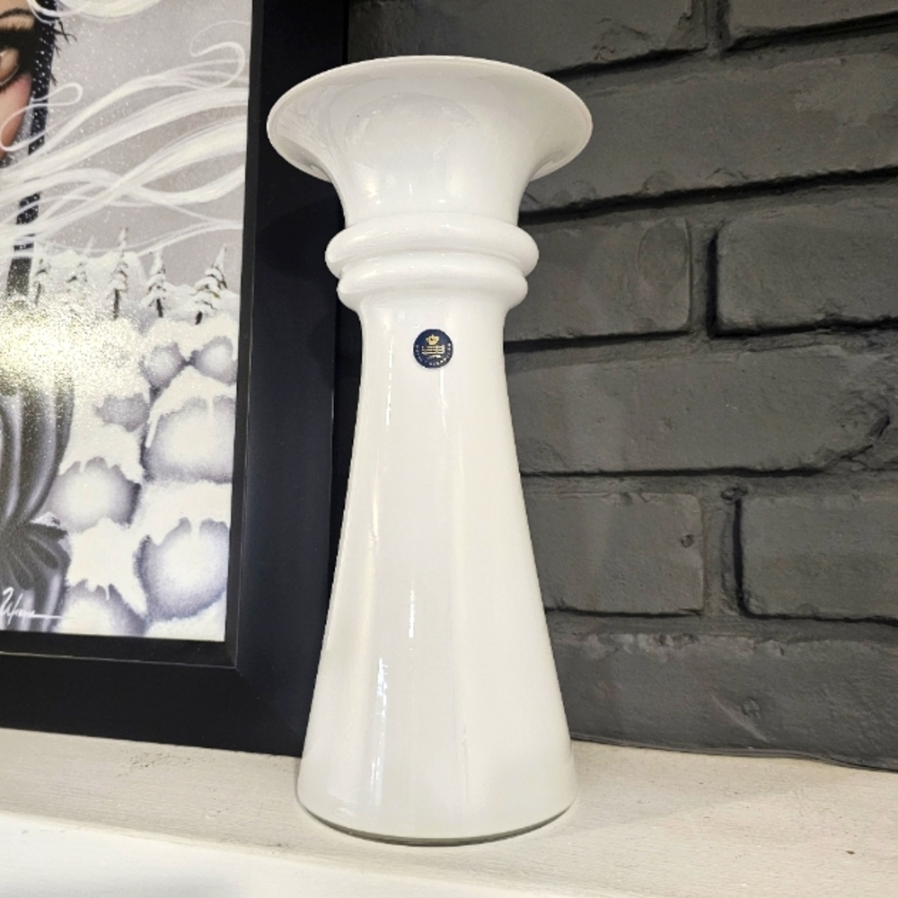 Royal Copenhagen White Accent Vase with Hourglass Shape and Textured Finish